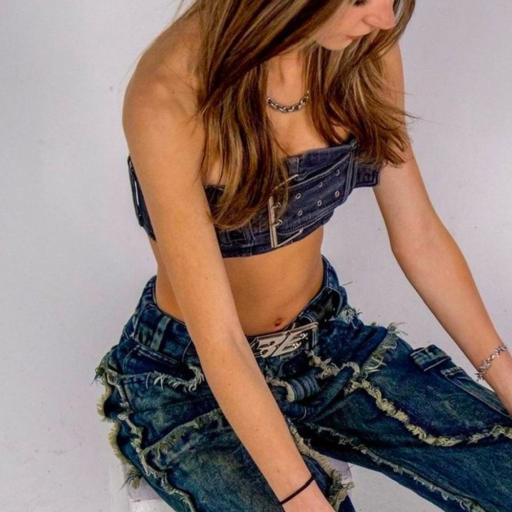 REVICE Denim belt tube top